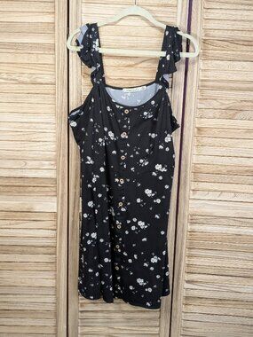 Liberty Love Black Floral Button-Front Sundress Size 2XL